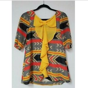 GB Girls 3/4 Balloon Sleeve Sheer Lined Chiffon Shift Dress - Girls Small